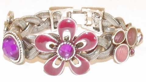 Armband bloem 1927 | Armband met bloem fuchsia/paars