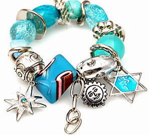 Armband turquoise 00312 |Trendy armband met bedels turquoise