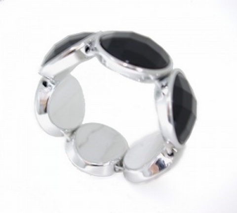 Armband zwart 33003 | Trendy armband met zwarte strass