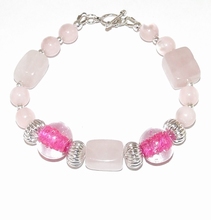 Armband roze 999 | Armband halfedelstenen/glaskralen roze 