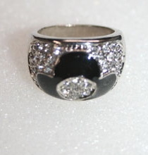 Trendy ring met echte strass steentjes zwart 