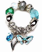 Armband 00313 | Armband kralen en bedels turquoise-groen 