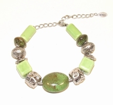 Armband groen 33551 | Armband met groene natuursteen 