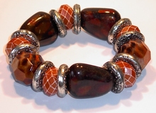 Armband kralen 567200 | Armband met bruine/oranje kralen 