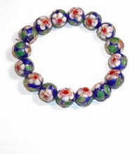 Armbandje blauw 8492 | Armbandje blauwe kralen met bloem 