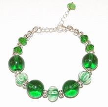Armband groen 19233 | Opvallende groene armband glas/metaal 
