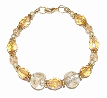 Armband goudkleurig 90775 | Armband glas/kristal/metaal 