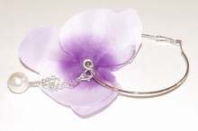 Oorbel bloem 77101 | Bloemoorbel viool lila met bedels GTST 