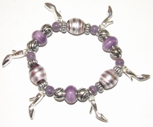 Armband paars 905 | Armband met paarse glaskralen 