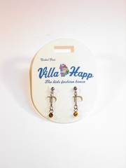 Villa Happ oorbellen  hangend staafje met strass steentje 